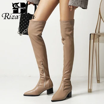 RIZABINA Plus Size 34-47 Mulheres Longas Botas de bico de Inverno Sobre o Joelho Botas de Mulher Moda Ins Moda dos Sapatos de Senhoras Calçado