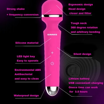 Sem fio Recarregável AV Dildos Vibrador Varinha Mágica Estimulador de Clitóris Masturbação Massagem Sexo Stick Para as Mulheres, Produtos para Adultos