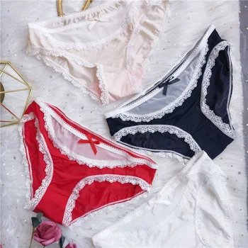 Simples de Novo Japonês Borda do Laço de Malha Vermelho Sexy Seção Fina Perspectiva Arco Triângulo de Gelo de Seda, roupa interior das Mulheres Novas a Correspondência de Cores