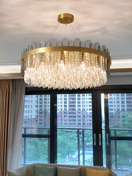 Simples pós-moderna da luz de luxo lustre de cristal atmosfera sala de estar jantar quarto elegante da lâmpada