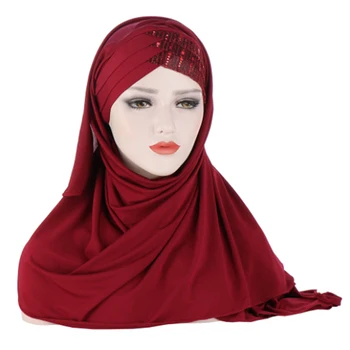 Testa em forma de Cruz Lenço de Cor Sólida Malha femaleTurban Muçulmano Cabeça Islâmica Senhoras Turbante de Cabelo, Chapéu, Boné Véu