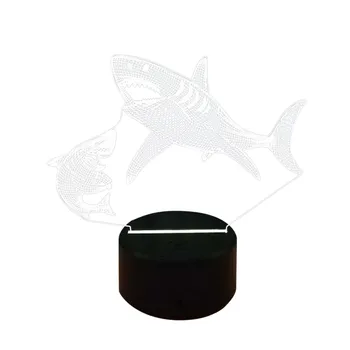 Tubarão 3D de Luz Colorida Tocou Controle de LED 3D da Noite de Pequeno porte Dom Decoração Atmosfera LED Pequena Estrela de Projeção de Luz para o Carro