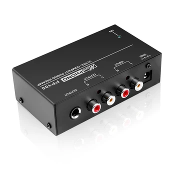 Ultra-Compacto pré-Amplificador Phono Rca 1/4Inch TRS Interfaces Preamplificador Phono PP400,Plug EUA