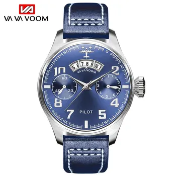VAVAVOOM Tudo Azul Pulseira de Couro Estilo Casual Homens Relógios de Quartzo, Relógios Impermeável Criativo Relógio de Presente dos Homens relógio de Pulso Esportivo
