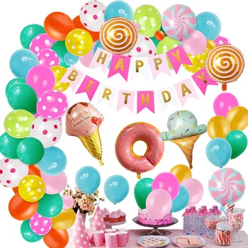 YADA INS Feliz Aniversário Balões de sorvete de Balão Definir Festa de Aniversário, Decorações de Crianças de Aniversário para Adultos Desenhos de Balões BN200002
