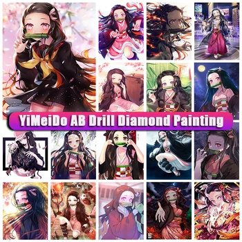 YiMeido AB Diamante Pintura Kamado Nezuko Nova Coleção De 2022 Total de banda desenhada da Menina Diamante Mosaico, Bordados Anime Imagens de Arte