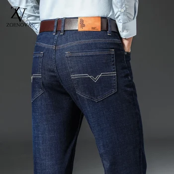 ZOENOVA Homens de calças de Brim de Algodão da Marca Business Casual Y2K Moda Reto Trabalho Clássico Azul Denim, Calças Masculino Calças Oversize