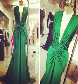 frete grátis robe de sarau de 2016 novo sexy profundo decote em v vestidos de festa verde, de longa festa formal, vestido de noite Vestidos elegantes
