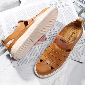 homens sandálias de mens 2020 verão romano de couro feitos à mão oco respirável sandles de Alta Qualidade, designer de moda sandalia masculina