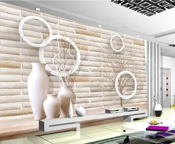 papel de parede moderno para a sala de estar em 3D ramo de porcelana garrafa parede de tijolos TV da sala de estar de plano de fundo de parede